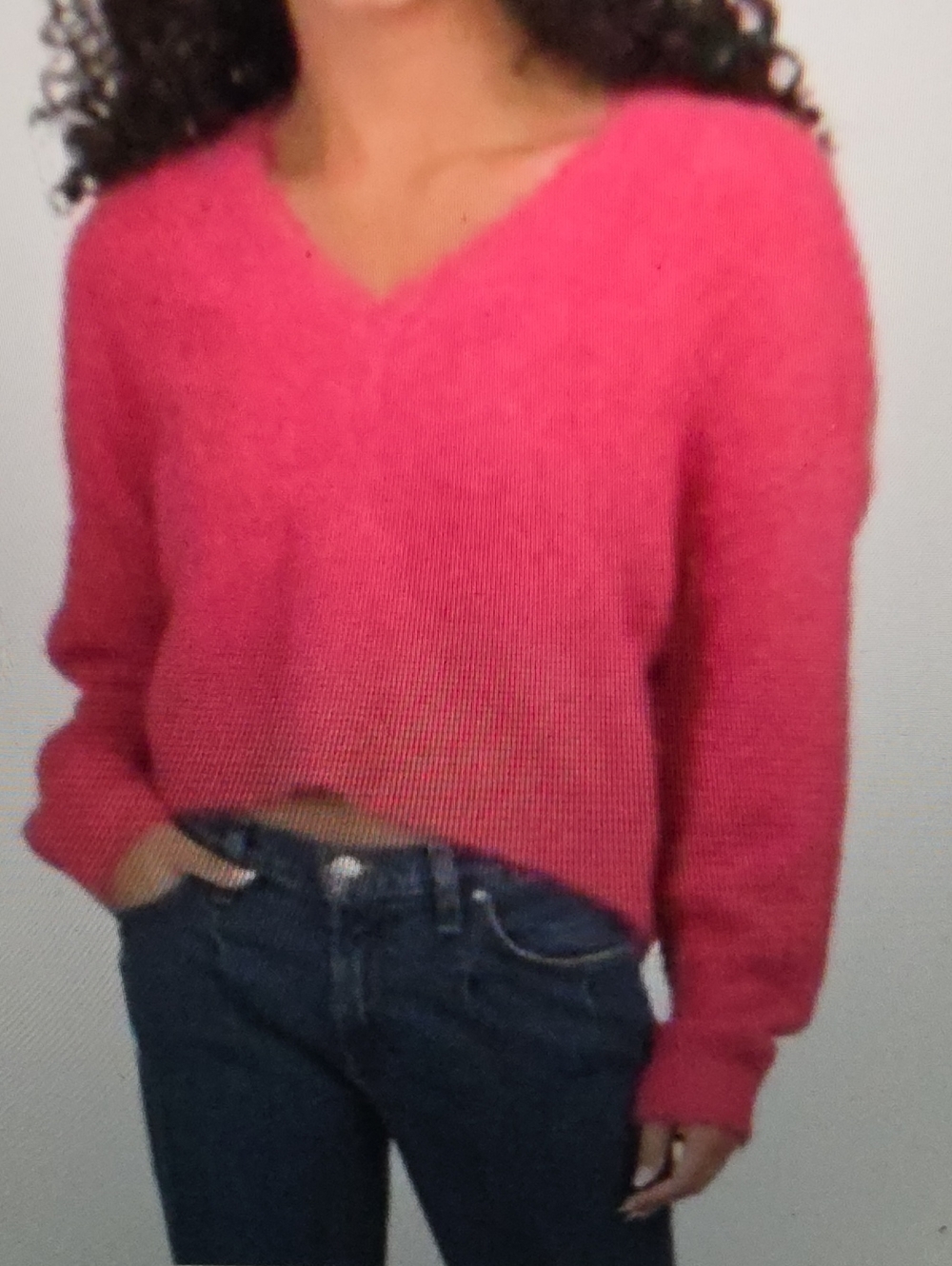 Marine Layer Teddy Eyelash Pink V-Neck Sweater Size Xs